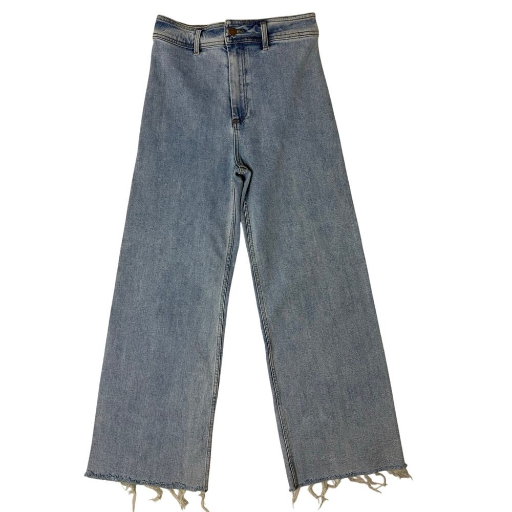 Rip Curl Women's 27 Light-Wash High-Waist Wide-Leg Frayed Jeans